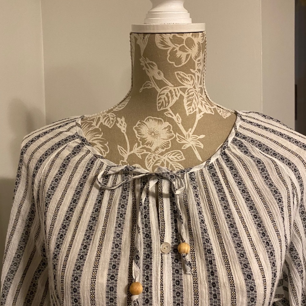 JJill Woven Striped Button Front Tunic - Picture 2 of 10